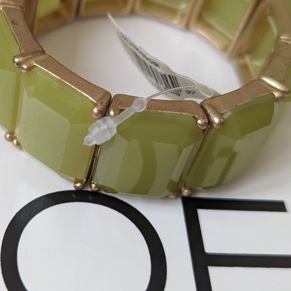 LOFT Green Gold Stretch Bracelet New Old Stock with tag & box - Picture 10 of 10